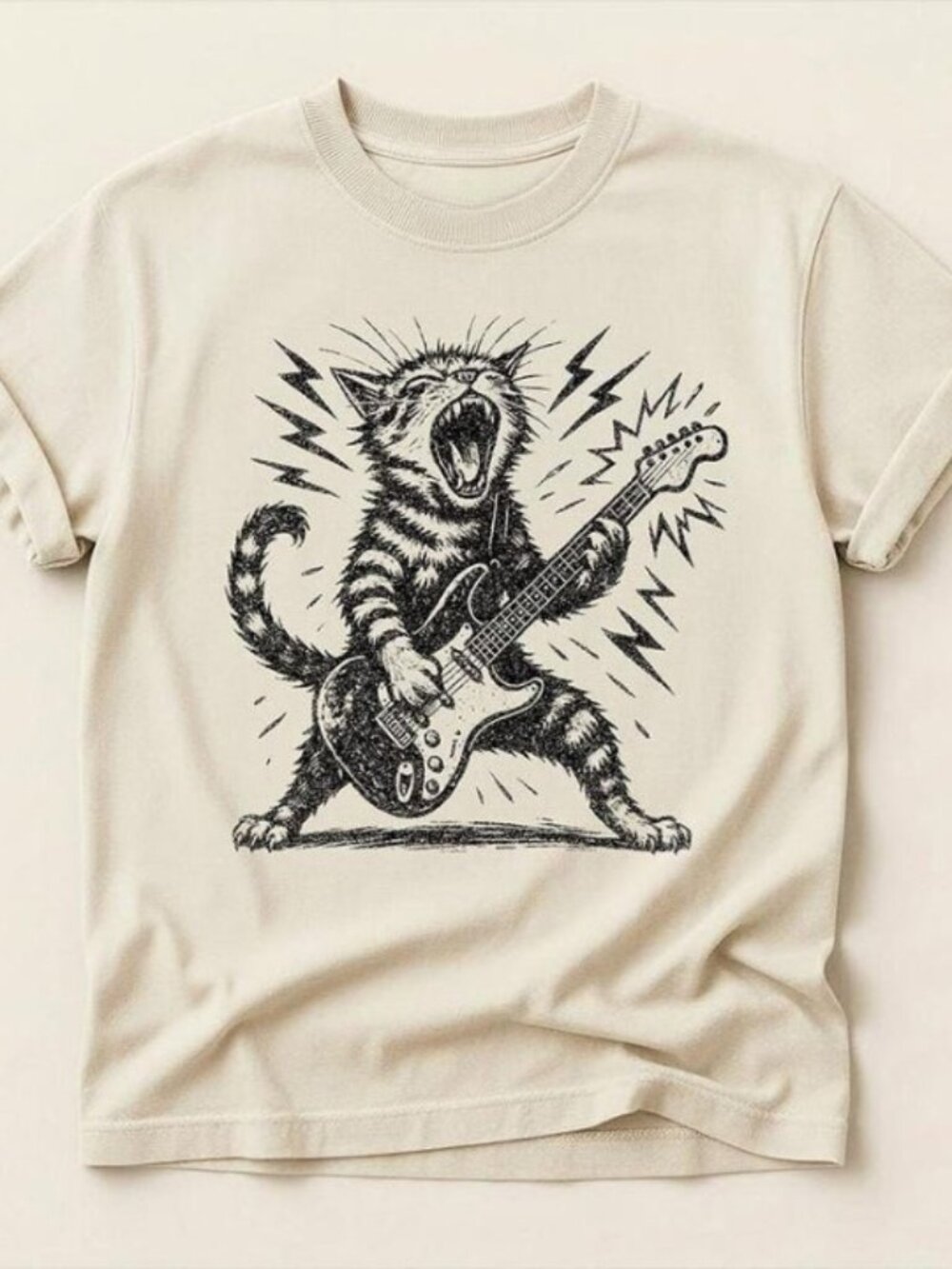 Rock n Roll Cat Playing Guitar Shirt